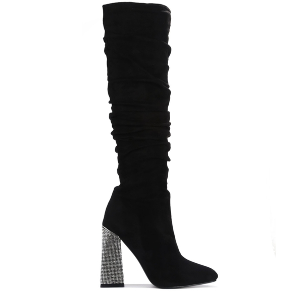 𝙇𝙖𝙨𝙩 5.5, 6, 6.5 & 7💎Diamond Heel Knee High Boot - BLACK - Picture 13 of 14